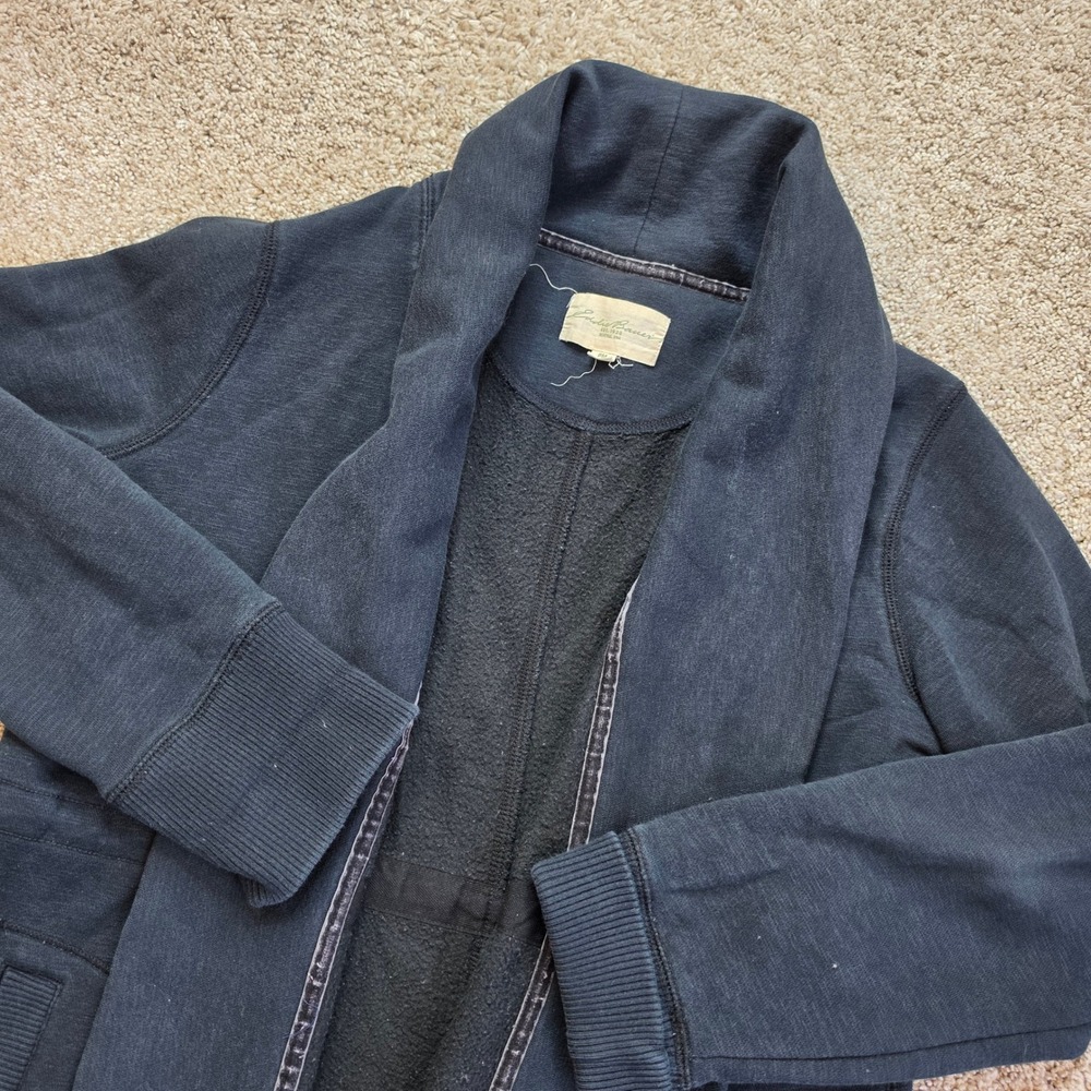 Eddie Bauer Cardigan Women PM Blue Fleece Lined Shawl Open Front Gorpcore